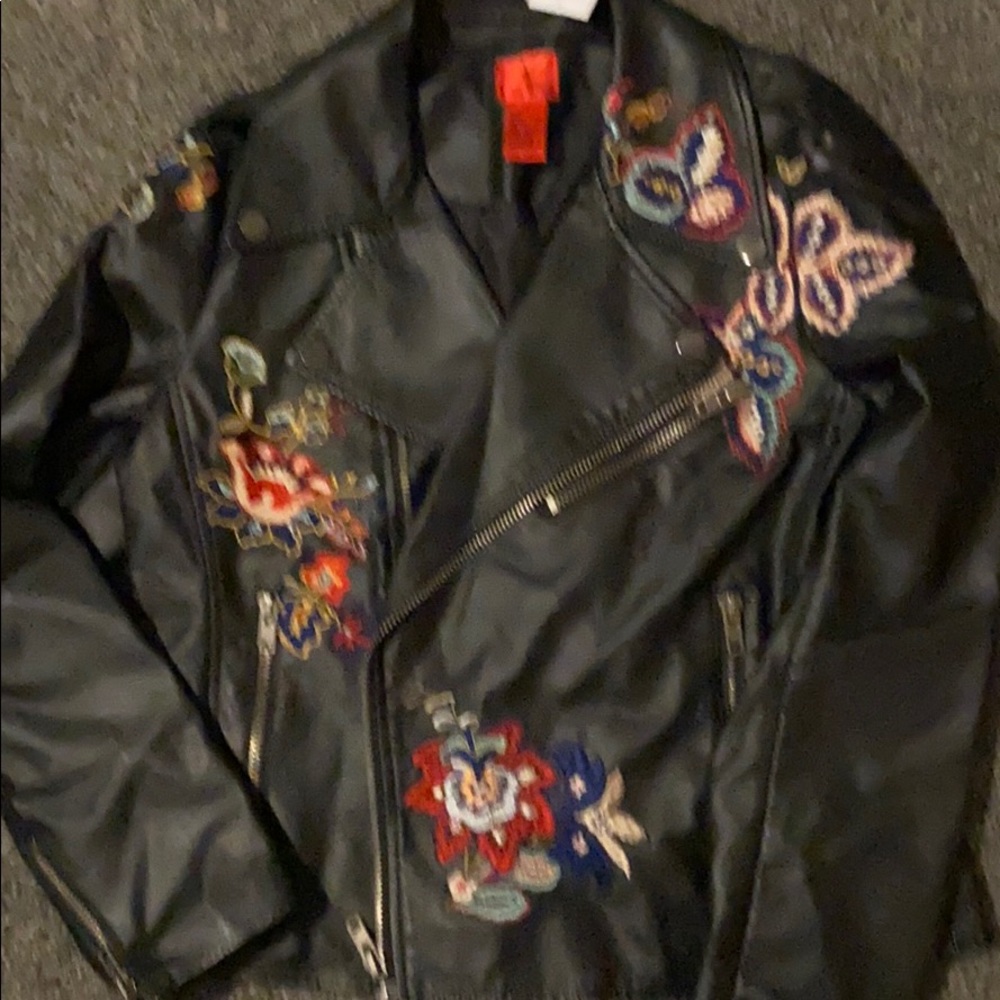 VCristina $200 Moto faux leather detailed Jacket L